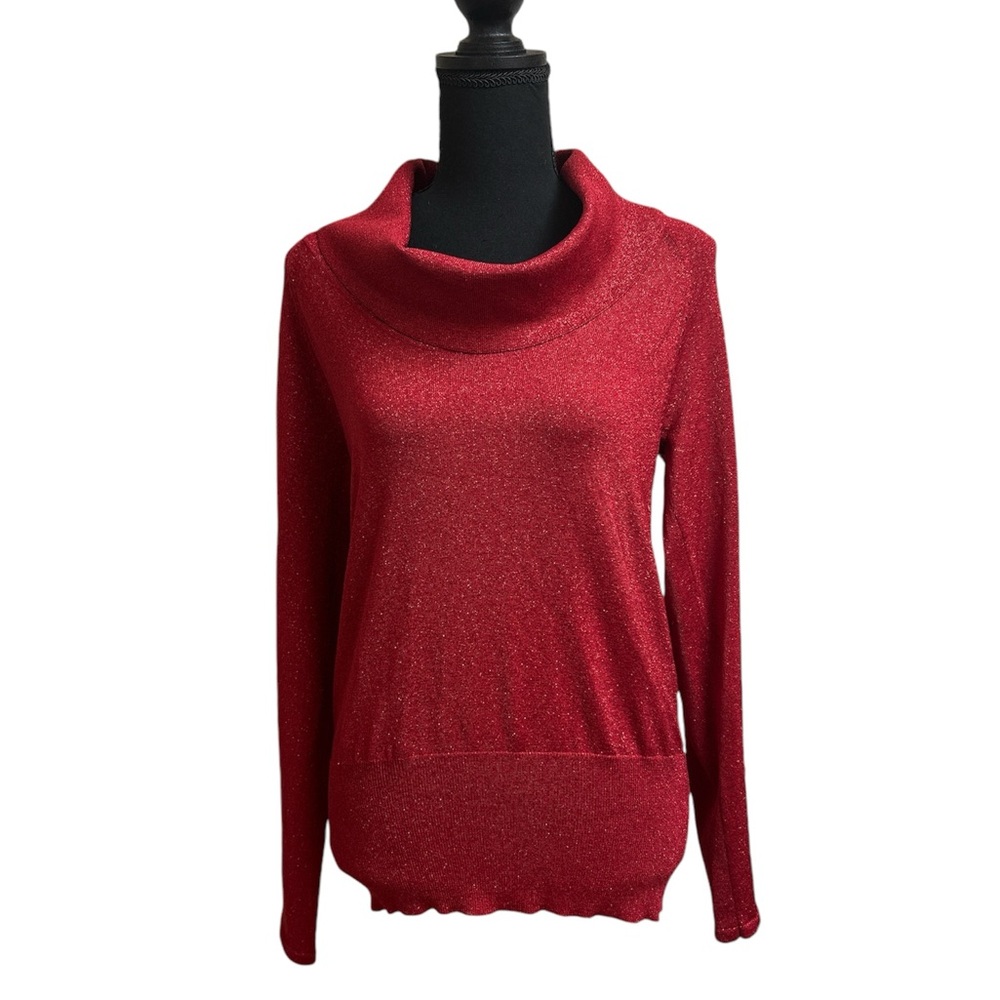 Alex Marie Red long sleeve Cowl Neck Sweater, Size Medium, Pit to Pit 18…